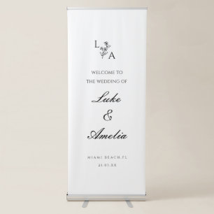 classic Floral Wedding Welcome Sign, Elegant Retra Retractable Banner