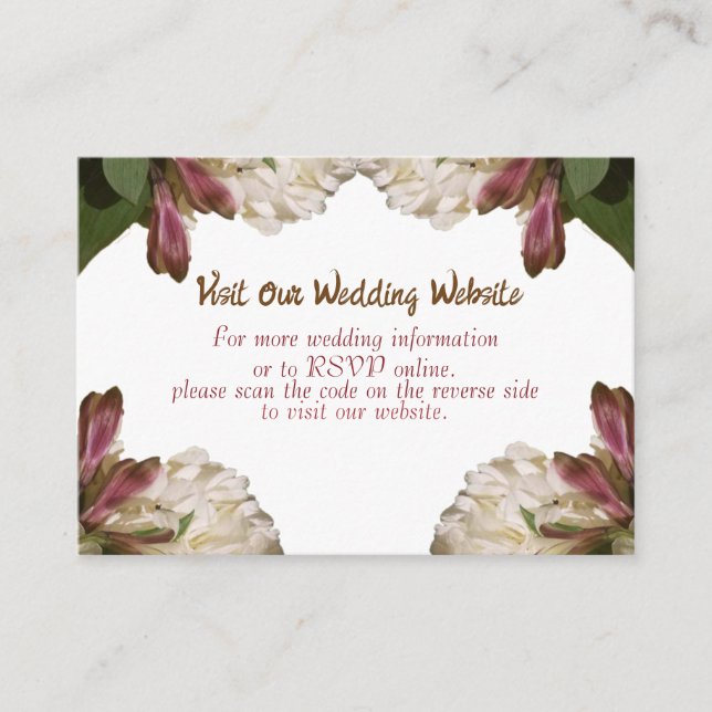 Classic Floral White Wedding RSVP  Enclosure Card (Front)