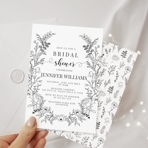 Classic floral wreath Bridal Shower Invitation