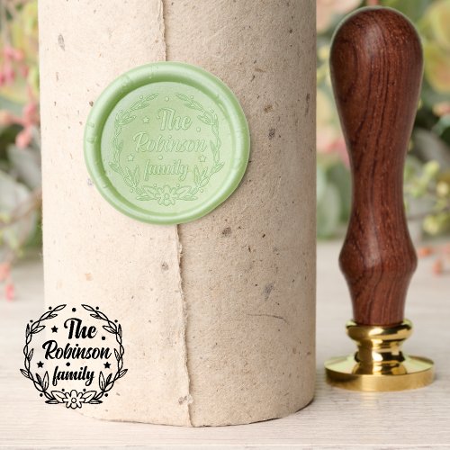 Classic Floral Wreath Family Wedding Christmas Wax Seal Stamp
