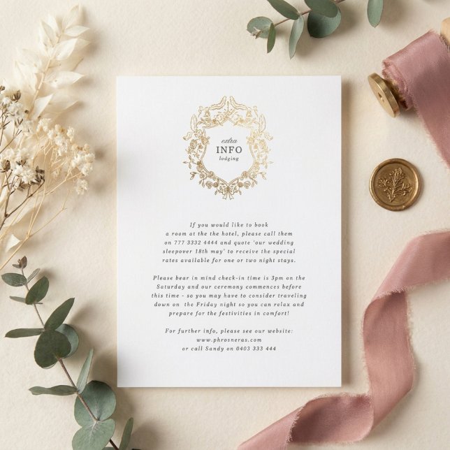 Classic Floral Wreath Monogram Wedding Enclosure Card (Creator Uploaded)