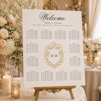 Classic Floral Wreath Monogram Wedding Foam Board
