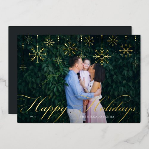 Classic Flourish  Happy Holidays Foil Holiday Card
