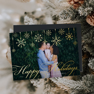 Classic Flourish Happy Holidays Foil Holiday Card