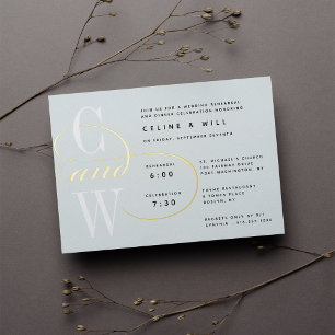Classic Flourish Monogram Rehearsal Dinner Foil Invitation