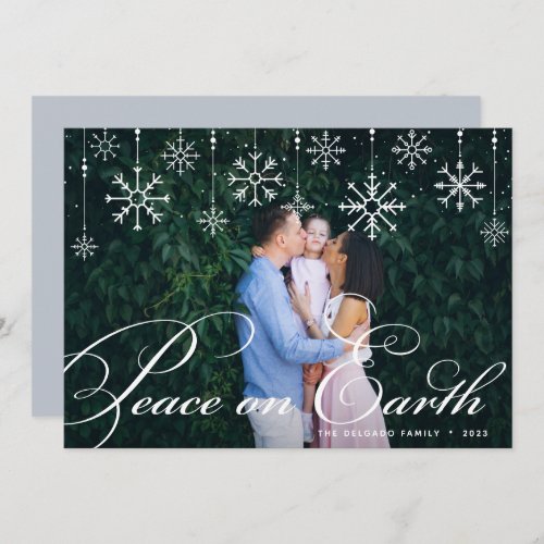 Classic Flourish  Peace on Earth Photo Holiday Card