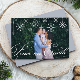Classic Flourish Peace on Earth Photo Holiday Card