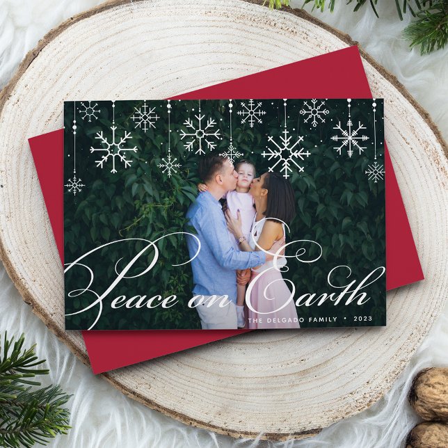 Classic Flourish | Peace on Earth Photo Holiday Card (Creator Uploaded)