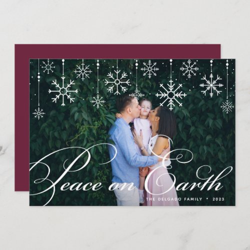 Classic Flourish  Peace on Earth Photo Holiday Card