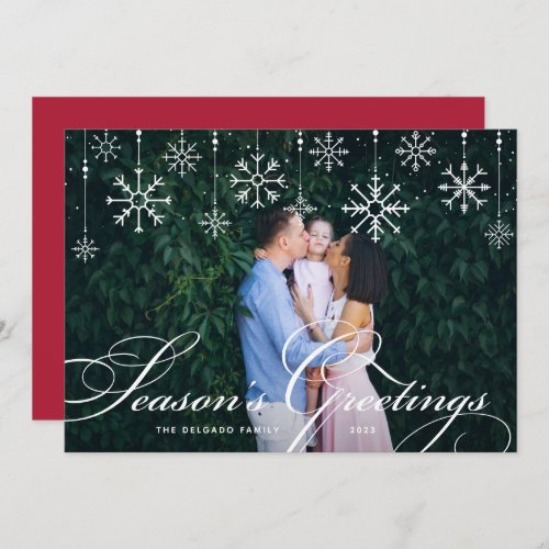 Classic Flourish  Seasons Greetings Photo Holiday Card