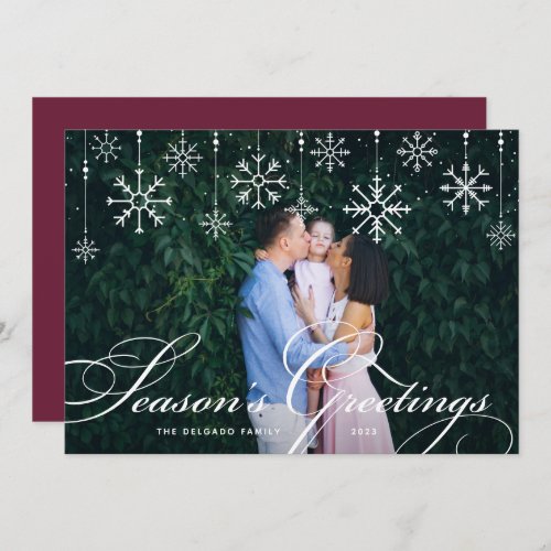 Classic Flourish  Seasons Greetings Photo Holiday Card