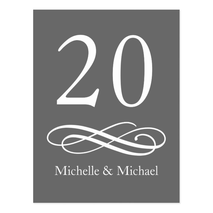 Classic Flourish Table Numbers (Gray / White) Post Cards