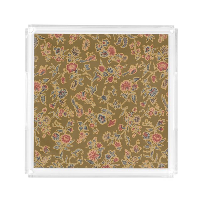 Classic Flower Chintz Pretty Soft Floral Design Acrylic Tray (Front)
