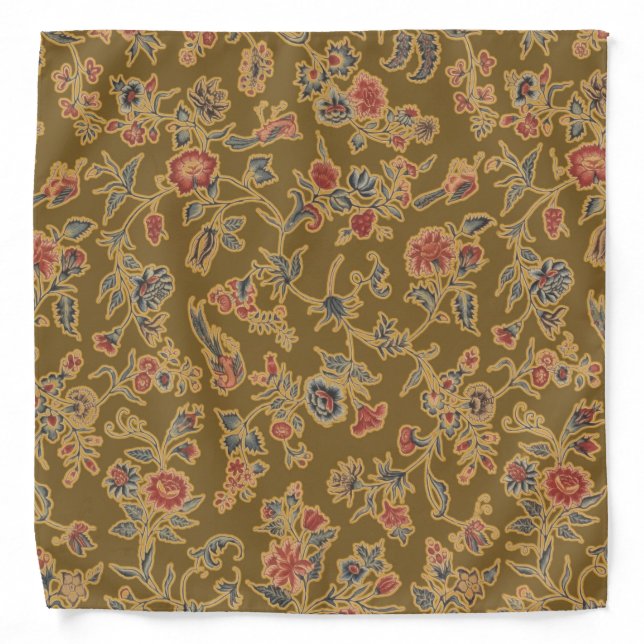 Classic Flower Chintz Pretty Soft Floral Design Bandana (Front)