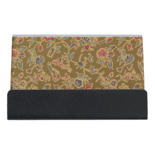 Classic Flower Chintz Pretty Soft Floral Design Desk Business Card Holder