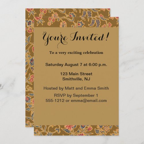 Classic Flower Chintz Pretty Soft Floral Design Invitation