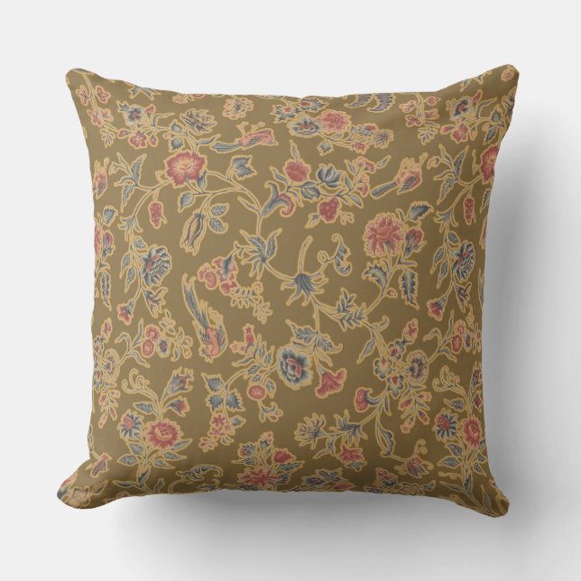 Classic Flower Chintz Pretty Soft Floral Design Outdoor Pillow (Front)