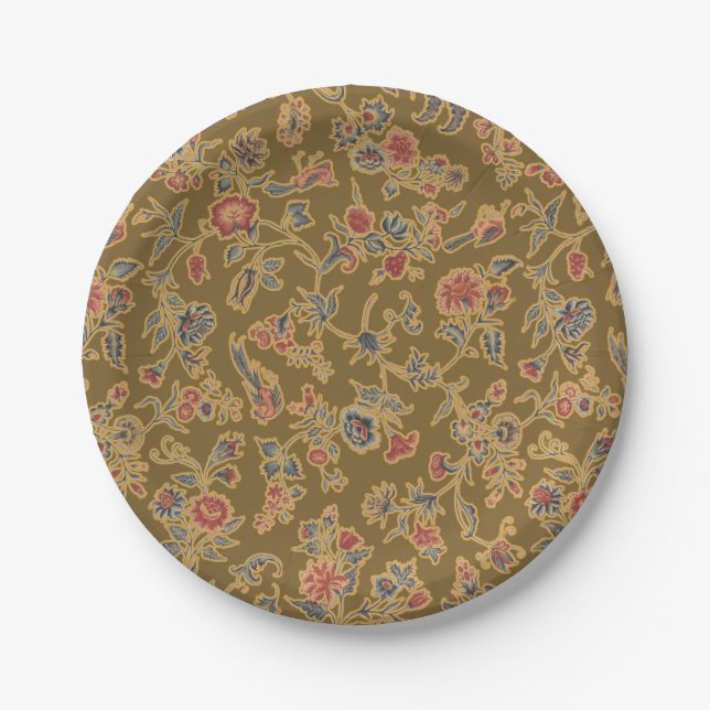 Classic Flower Chintz Pretty Soft Floral Design Paper Plates (Front)