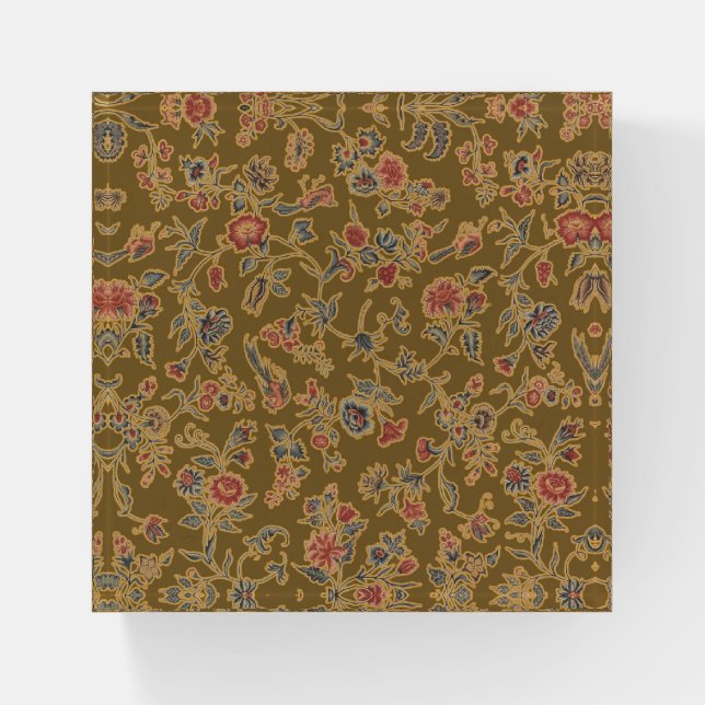 Classic Flower Chintz Pretty Soft Floral Design Paperweight (Front)