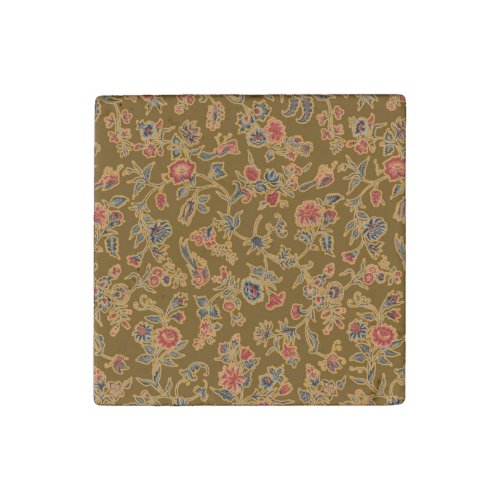 Classic Flower Chintz Pretty Soft Floral Design Stone Magnet