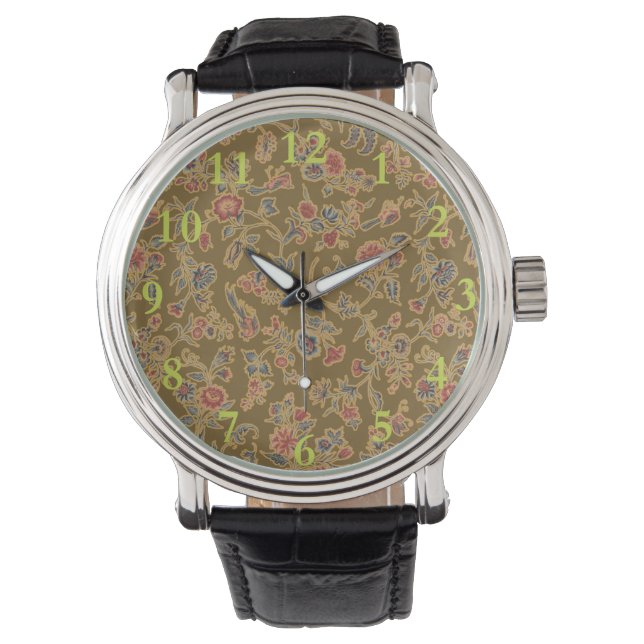 Classic Flower Chintz Pretty Soft Floral Design Watch (Front)