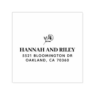 Classic Flower Couple Return Address Self-inking Stamp