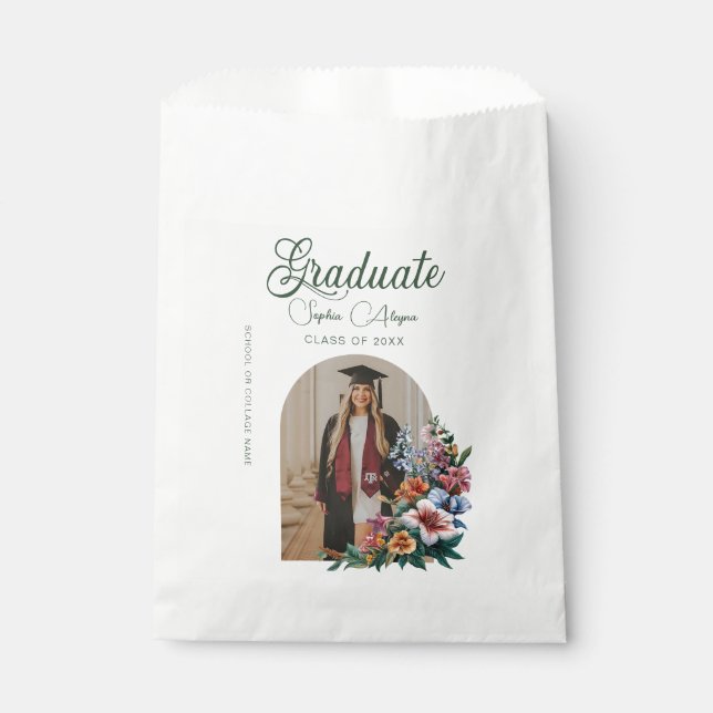 Classic Flower Garden Photo Graduation Favor Bag (Front)