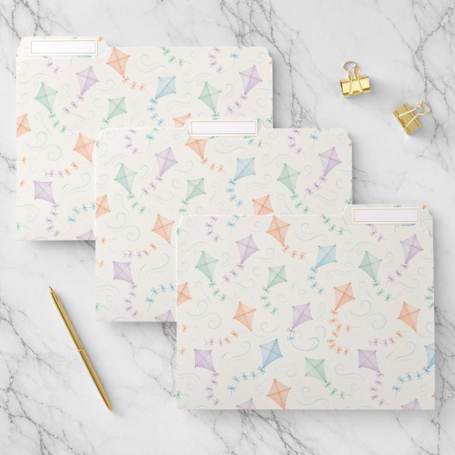 Classic Flying Kites Pastel Tone File Folder