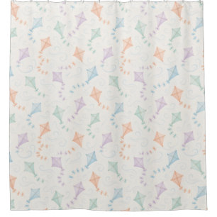 Classic Flying Kites Pattern in Pastel Tone Shower Curtain