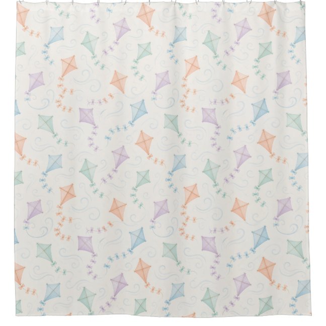 Classic Flying Kites Pattern in Pastel Tone Shower Curtain