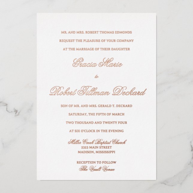 Classic Foil Wedding Invitation (Front)