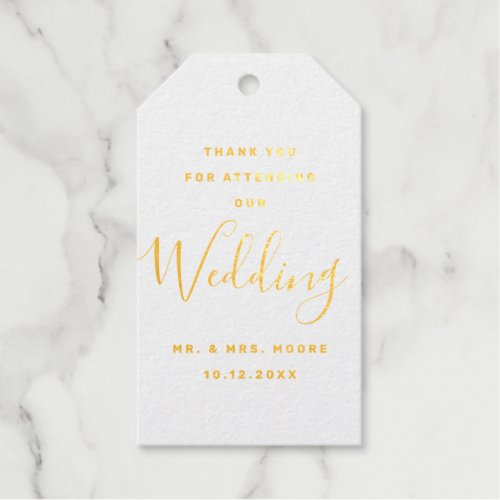 Classic foil wedding thank you gift tags