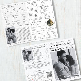 Classic Folded Wedding Newspaper Program Games Brochure