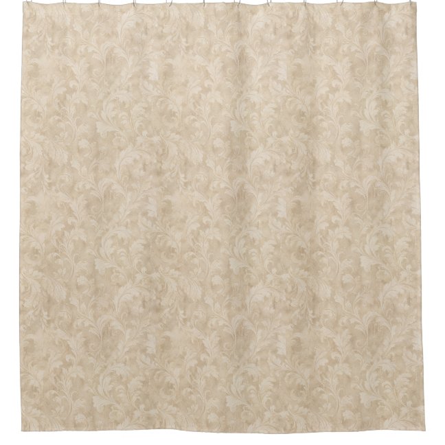 Classic Foliage Leaves in Warm Beige Shower Curtain