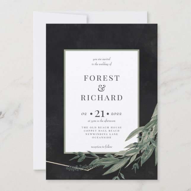 classic foliage midnight, polygon invitation (Front)