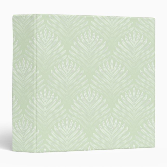 Classic foliage pattern in white and green 3 ring binder (Front/Spine)