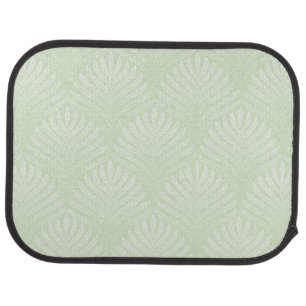 Classic foliage pattern in white and green car floor mat