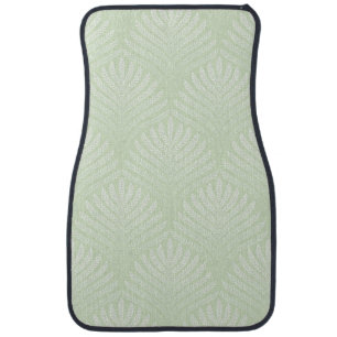 Classic foliage pattern in white and green car floor mat