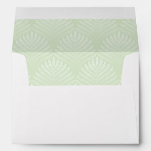 Classic foliage pattern in white and green envelope