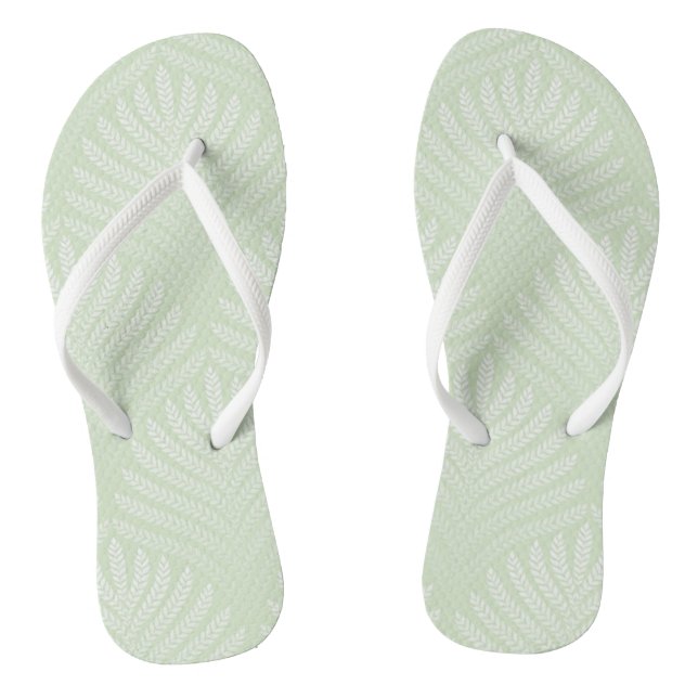 Classic foliage pattern in white and green flip flops (Footbed)