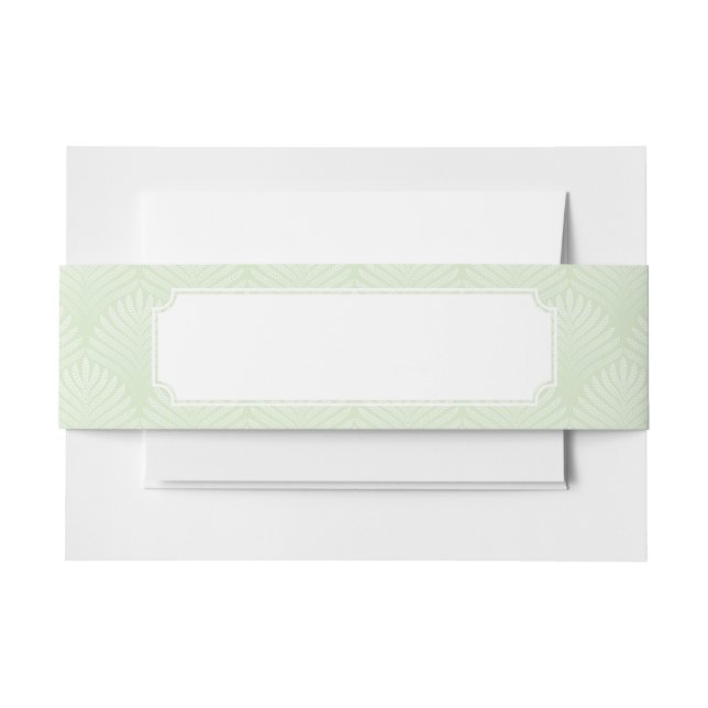 Classic foliage pattern in white and green invitation belly band (Front Example)