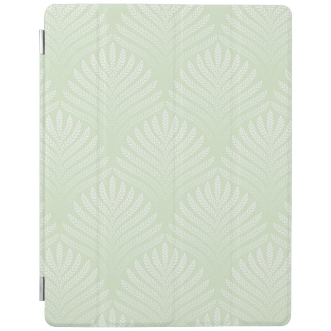 Classic foliage pattern in white and green iPad smart cover (Front)