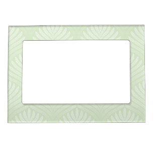 Classic foliage pattern in white and green magnetic photo frame