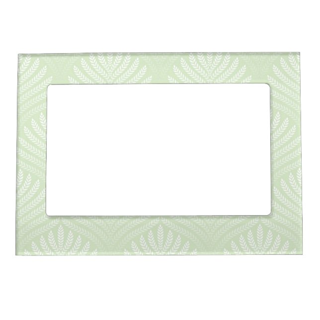 Classic foliage pattern in white and green magnetic photo frame (Front)