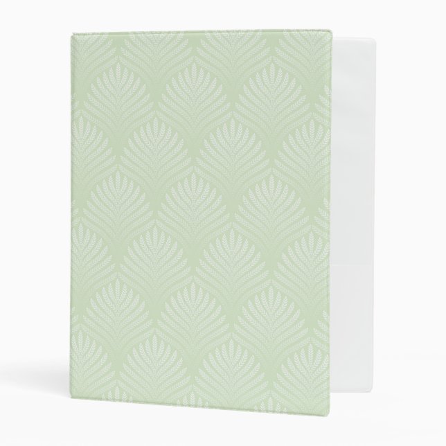 Classic foliage pattern in white and green mini binder (Front/Inside)