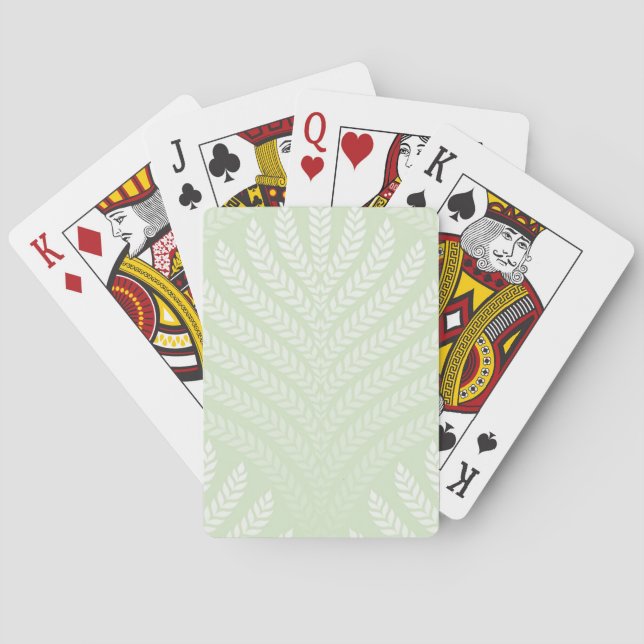 Classic foliage pattern in white and green poker cards (Back)