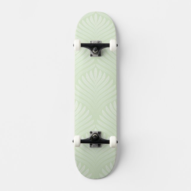 Classic foliage pattern in white and green skateboard deck (Front)