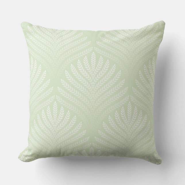 Classic foliage pattern in white and green throw pillow (Front)