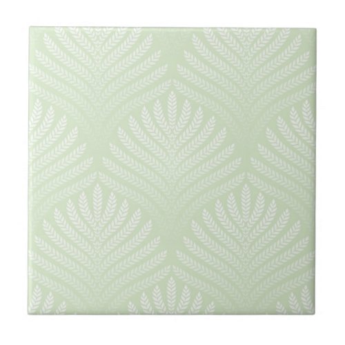 Classic foliage pattern in white and green tile