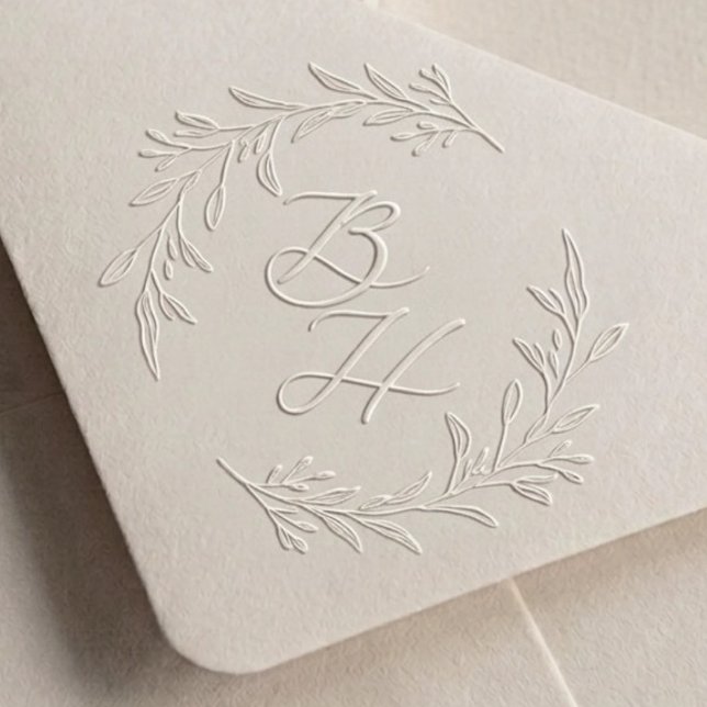 Classic Foliage Wreath Wedding Monogram Embosser (Creator Uploaded)